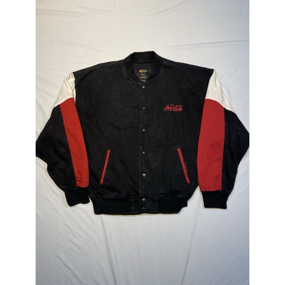 Vintage Coca Cola Varsity Bomber Jacket Red White Black 90s